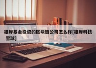雄岸基金投资的区块链公司怎么样[雄岸科技 雪球]