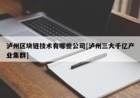 泸州区块链技术有哪些公司[泸州三大千亿产业集群]