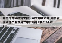 湖南打击区块链支付公司有哪些企业[湖南省区块链产业发展三年行动计划20202022年]